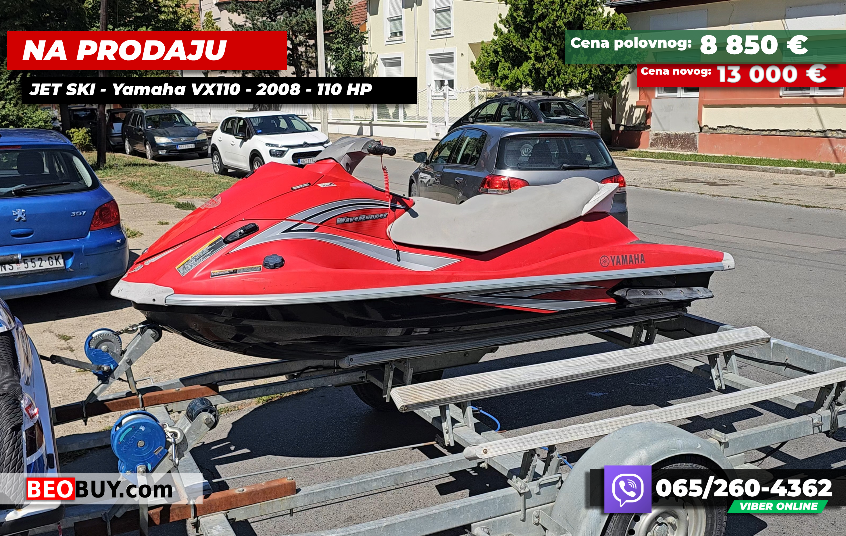 Beobuy - Mali oglasi - Na prodaju - Prodajem - Cena - NA PRODAJU - 2008 - Jet Ski Yamaha VX110 - 110ks R1 motor - Ugradjen Rikverc - Registrovan - Beograd - 400 radnih sati Beograd Srbija u Beogradu