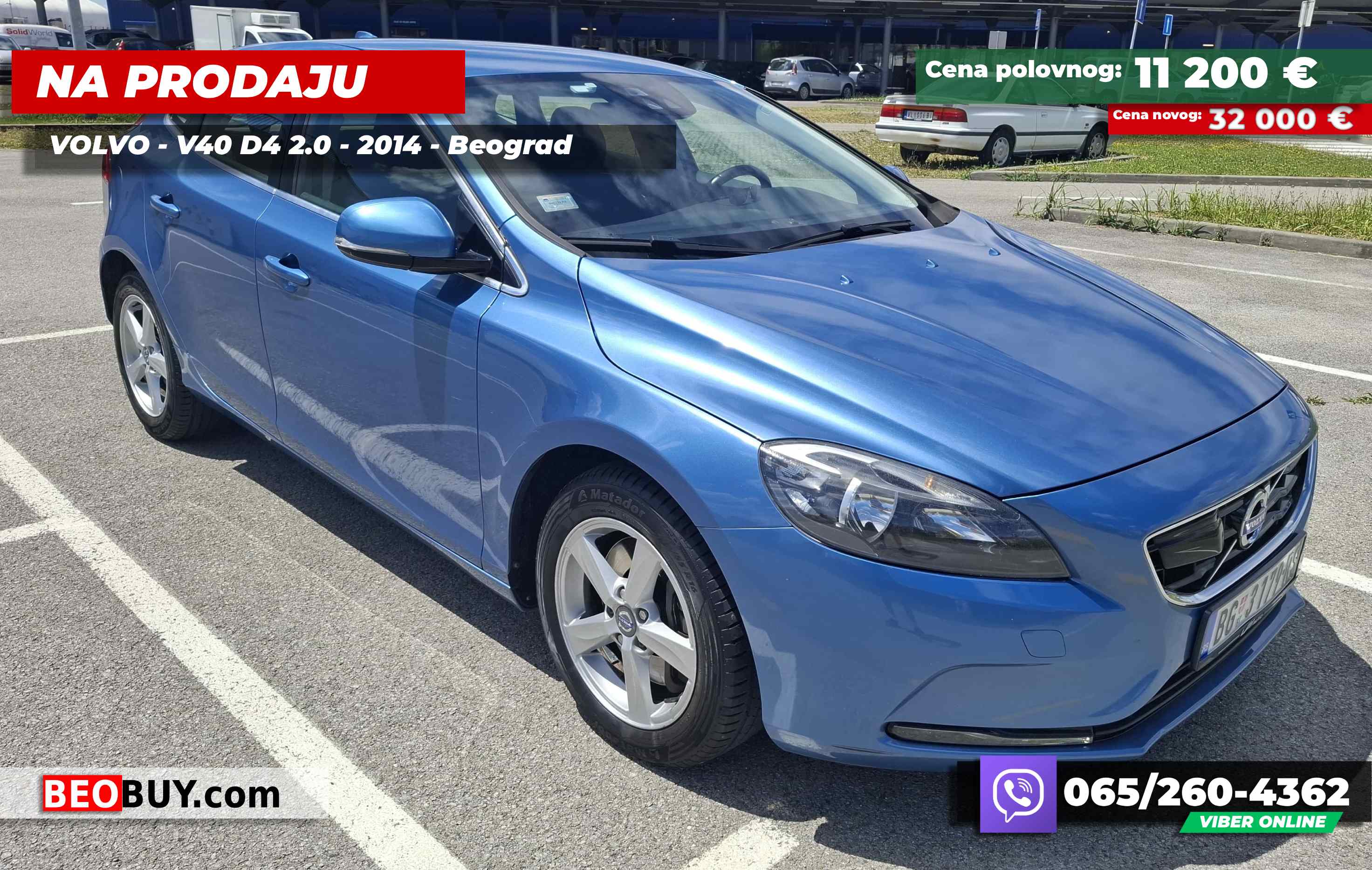 NA PRODAJU - Volvo - 2014 - Dizel V40 D4 2.0 - Plava metalic - Beograd - Registrovan -Top stanje fenomenalno ocuvan - Beograd Srbija - Prodaje vlasnik sa Cukarice - Zarkovo - Makiske Terase